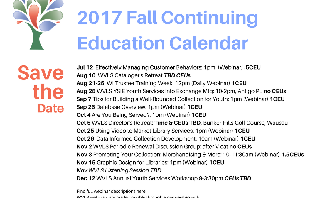 WVLS 2017 Fall Continuing Education Calendar