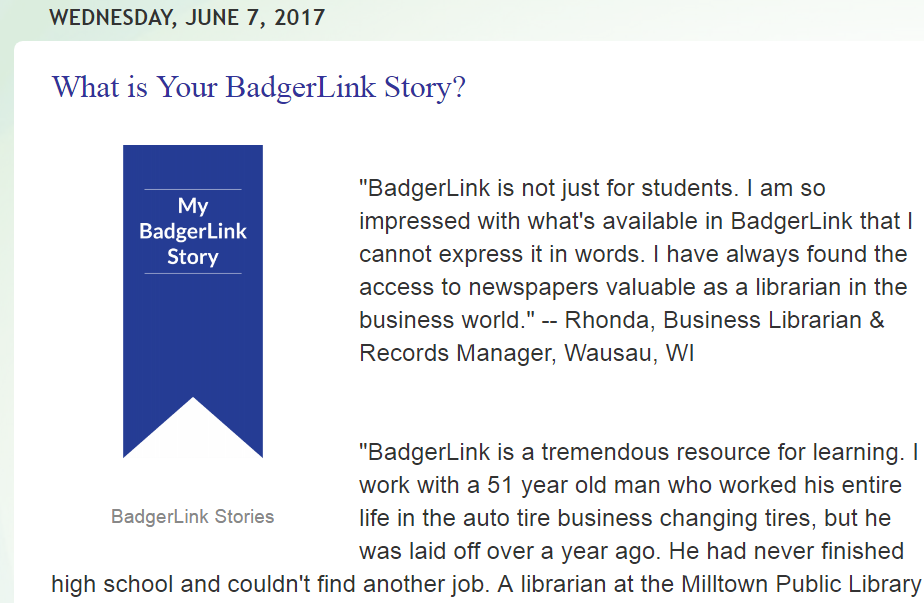 What is your BadgerLink Story?