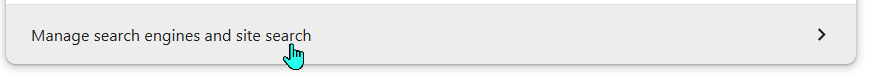 screen shot of Chrome settings option to manage search engines and site search